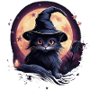 Schwarze Katze mit Hexenhut