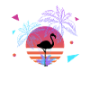 Flamingo Retrowave Synthétiseur Rétro