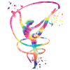 Gymnaste avec groupe Gymnastique rythmique