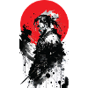 Japanese Samurai Ink Art