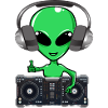Funny Green Dj Alien