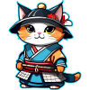 Mignon chat samouraï