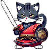Mignon chat samouraï