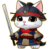 Cute samurai cat