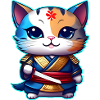 Mignon chat samouraï
