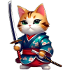 Cute samurai cat