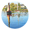 The reflection of the sailboat