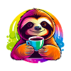 Cute sloth drinking coffee