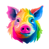 süßer bunter Schweinekopf