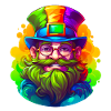 Grinning leprechaun with green beard