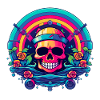 Skull with water and roses