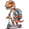Dinosaurier Schulkind mit Tretroller Design