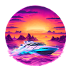 Speedboot im Sonnenuntergang