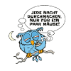 Müde Eule hat Nachtschicht