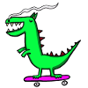 Drache fährt Skateboard