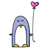 Penguin with heart balloon