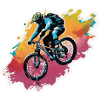 Mountainbike bergab durch Farbspritzer