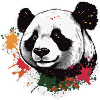 Riesiges Panda-monium mit Farbspritzern