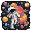 Astronaut Dancing Around Planets