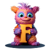 Mehrfarbiges Monster mit F