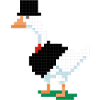 Un canard en costume pixélisé