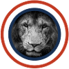 Lion circles red white blue