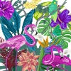 Jungle image Pink flamingos
