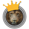 Close-up photo lion with crown