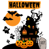 Halloween scene with pumpkins