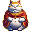 Funny fat cat as Buddha