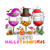 Happy Hallothanksmas Wine Glasses