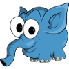 Funny blue baby elephant