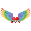 One Love Herz mit Rainbow-Engelsflügeln