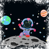 Blue Pink Grunge Astronaut