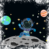Grunge Blue Gray Astronaut