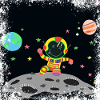 Yellow and red grunge astronaut