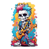 rocker-style skeleton with a guitar