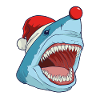 Megalodon shark Christmas hat red nose