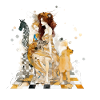 Frau und Schachgiraffe