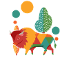 Bison Büffel Bunt