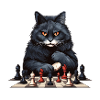 Chess-playing black cat