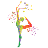 Gymnast with clubs Rhythmic gymnastics