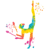 Gymnast with clubs Rhythmic gymnastics