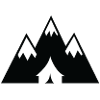 Mountain graphic with tent