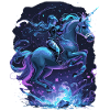Mystisches Einhorn mit Reiterin