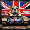 Britisk bulldog på en Vintage Tank Union Jack