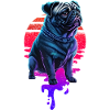 Retro Pug Dog Sunset
