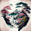 Style d’encre fantaisie Japon