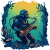 Diver jouant du saxophone