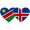 Namibia Iceland Flag Heart